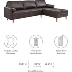 Valour Sectional, 98" Sofa, Brown