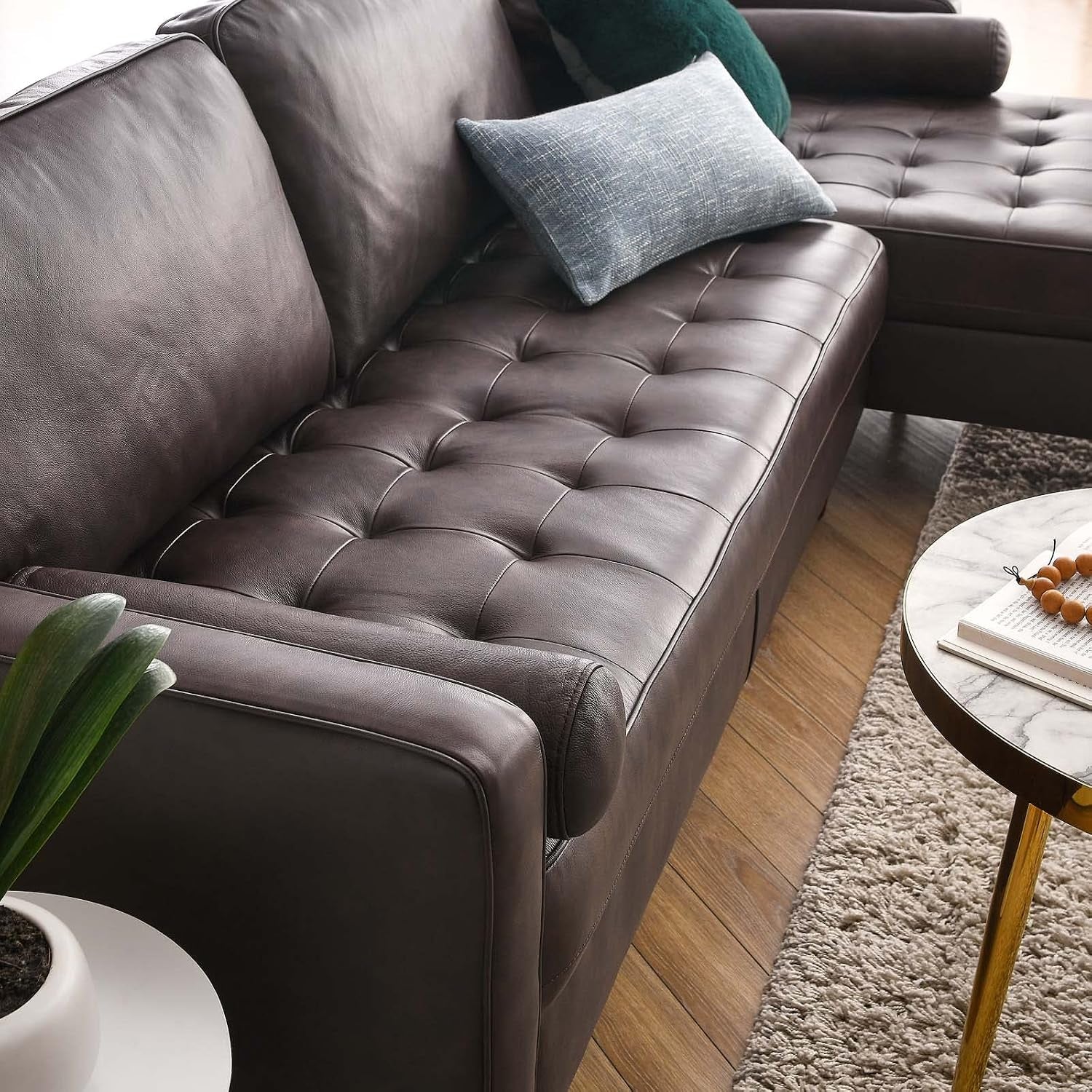 Valour Sectional, 98" Sofa, Brown