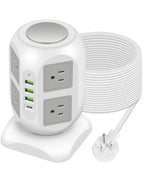 15 FT Long Flat Cord Power Strip with Surge Protection | 20W Fast USB C Power Strip Tower Surge Protector | 8 Outlets 4 USB Ports | Plug Extender Charging Station for Home Office Desk Accessories - HomeVista Furniture's Llc