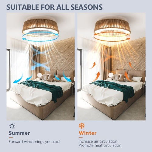 Bohemian Style LED Dimmable Ceiling Light With Built-in Fan - Remote Control - HomeVista Furniture's Llc