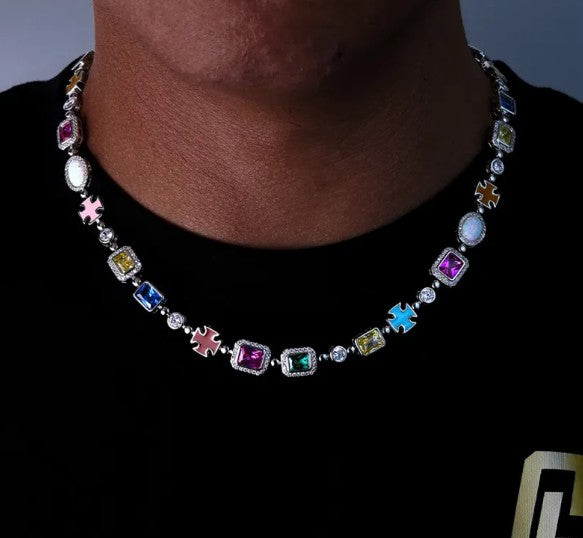 Gold-Plated Hip-Hop Gemstone Necklace - HomeVista Furniture's Llc