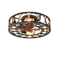 Cage Ceiling Fan With Light Remote Control, Low-profile Built-in Farmhouse Modern Ceiling Fan, 6 Speed Reversible Blades, Including 5 LED Bulbs - HomeVista Furniture's Llc