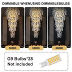 Modern Chandelier 118 In. 28-Light Crystal Gold Chandelier for Foyer, Living Room, Multiple Tiers Chandelier