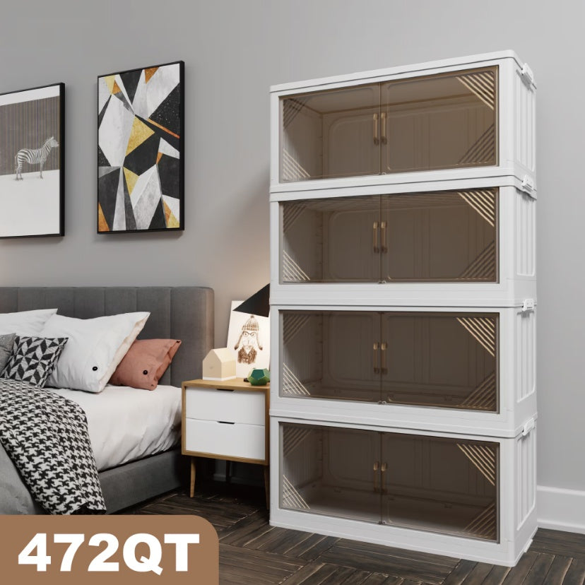 35.4 Inch Wide Clear Plastic Locker For Closet Organizer Storage, Folding Storage Box - HomeVista Furniture's Llc