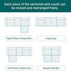 Corduroy Convertible Modular L Shaped Sectional Sofa, 4 Seater Free Combination Corner Couch, Convertible to Daybed, Wide Loveseat with Moveable Ottomans for Small Spaces, Sleeper Bed, Yellow
