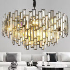 24 In. Modern Chandelier 10-Light 3-Tier Black round K9 Crystal Chandelier for Dining Room, Living Room Entryway & Foyer