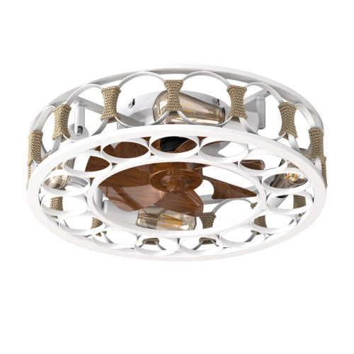 Cage Ceiling Fan With Light Remote Control, Semi-recessed Modern Ceiling Fan, 6 Speed Reversible Blades, 4 LED Bulbs Included - HomeVista Furniture's Llc
