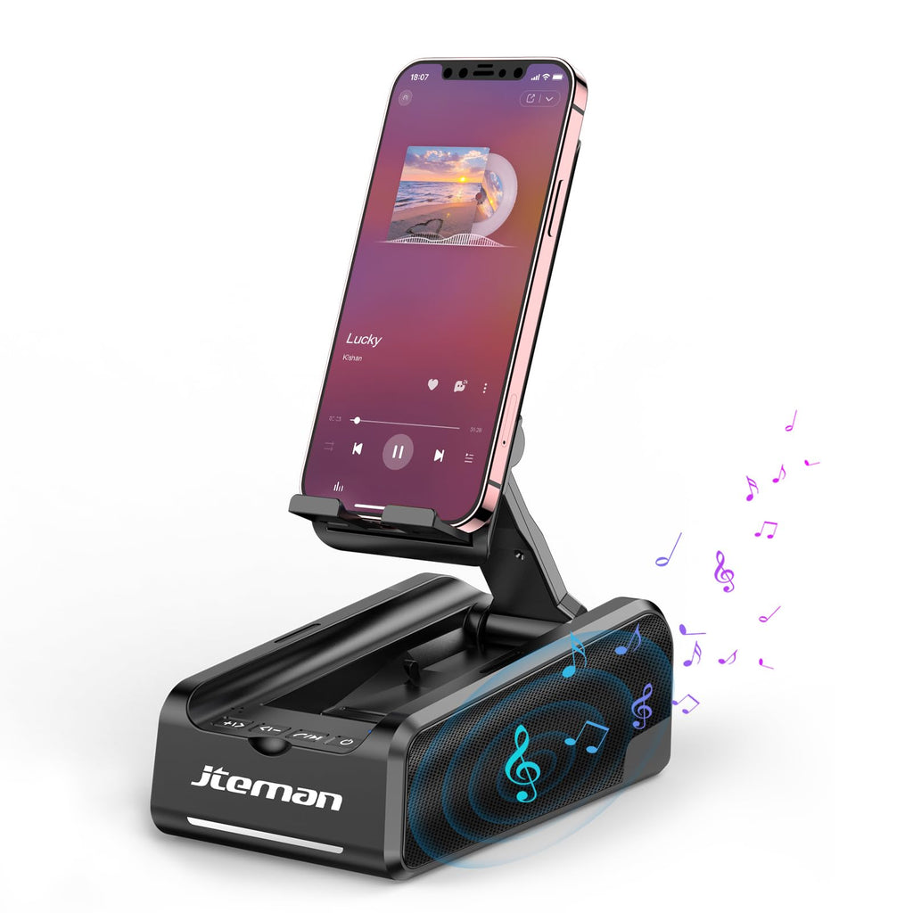 2-in-1 Phone Stand with Bluetooth Speaker – Adjustable Desk Stand, HD Sound, Hands-Free Calling - HomeVista Furniture's Llc