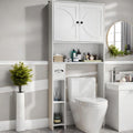 infurnic Over The Toilet Storage Cabinet Farmhouse Wooden Storage Cabinet Over Toilet Bathroom Organizer with Adjustable Shelves Toilet Paper Holder for Bathroom，Laundry Room&Small Space White - HomeVista Furniture's Llc