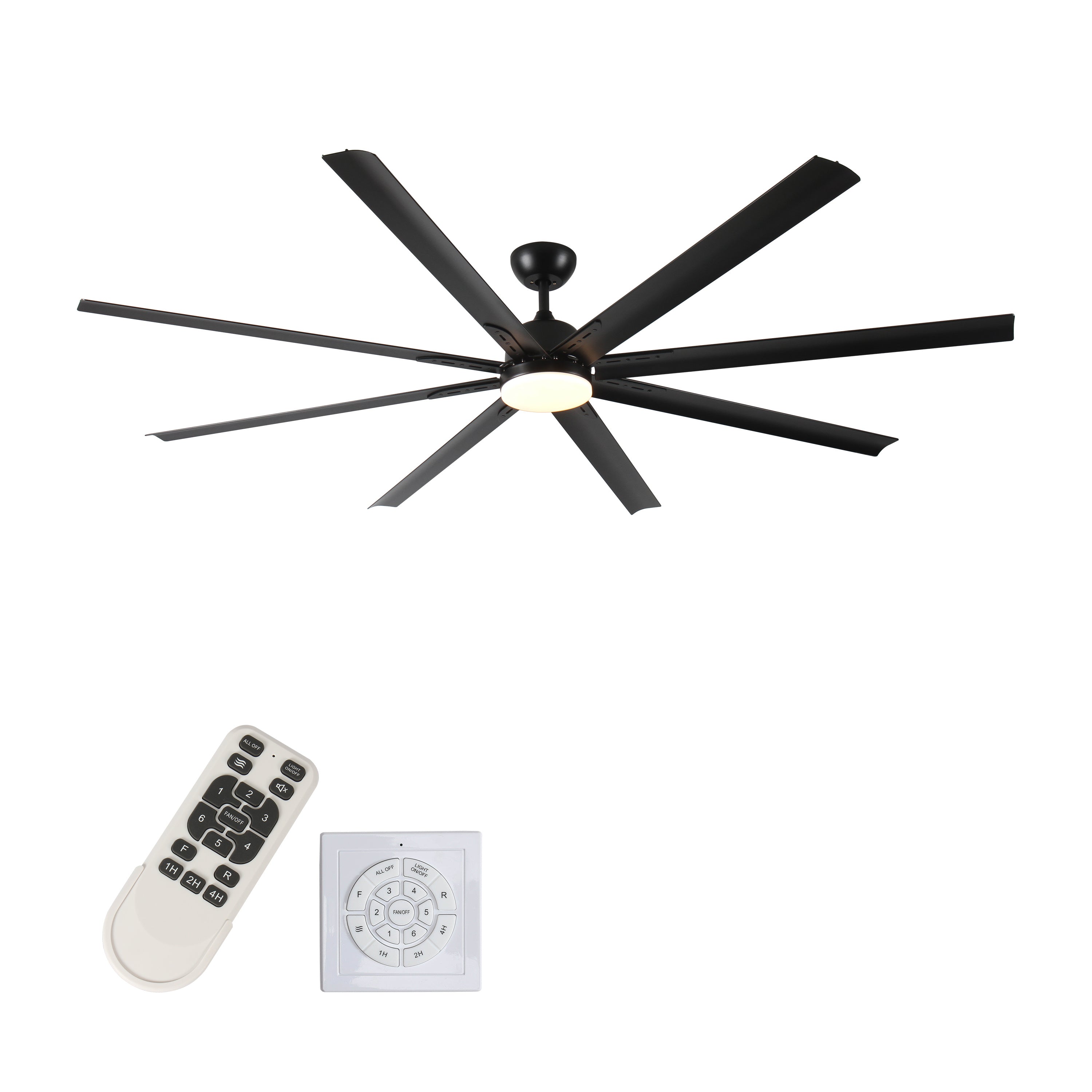 84-Inch Large Black Ceiling Fan with Remote Control – American Style, Aluminum Blades - HomeVista Furniture's Llc