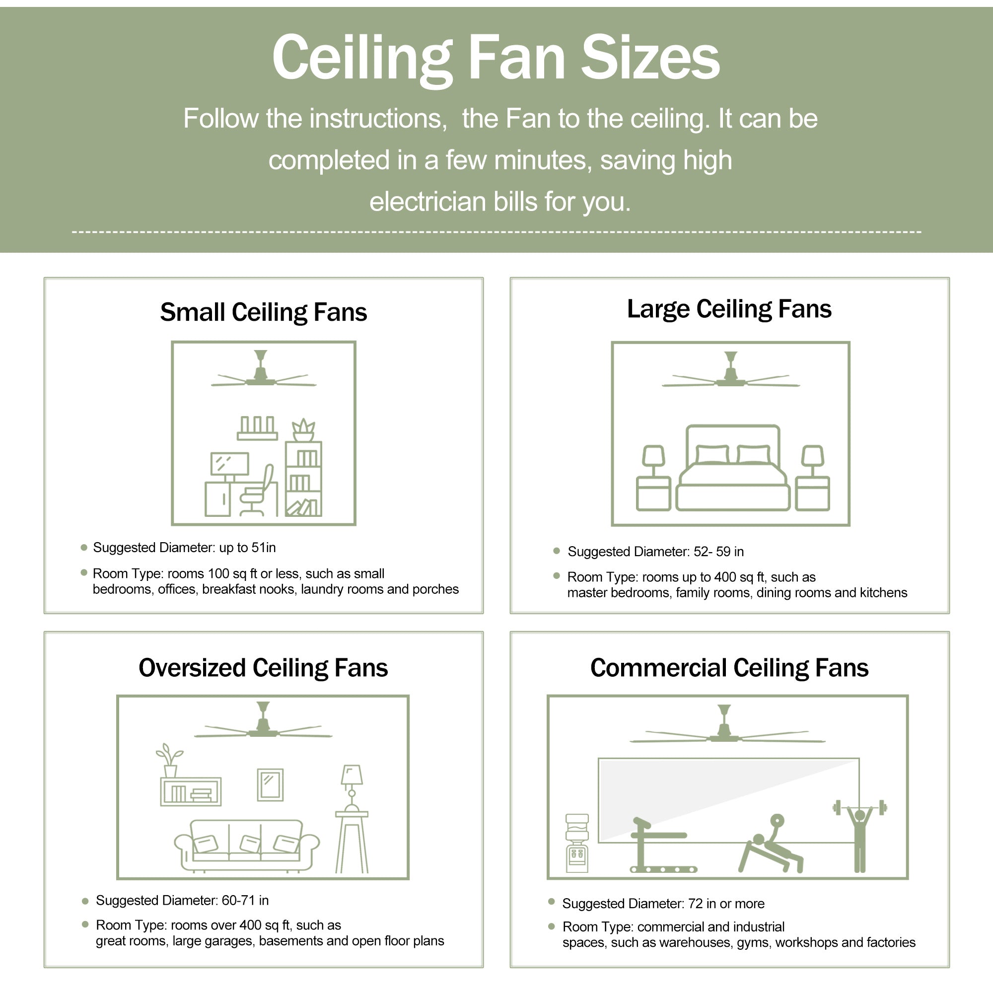 Metal Ceiling Fan - HomeVista Furniture's Llc