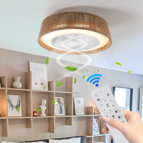 Bohemian Style LED Dimmable Ceiling Light With Built-in Fan - Remote Control - HomeVista Furniture's Llc