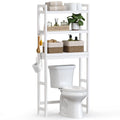 SONGMICS Over The Toilet Storage 3-Tier Over Toilet Bathroom Organizer with Adjustable Shelf Fit Most Toilets Space-Saving Cloud White UBTS01WT - HomeVista Furniture's Llc