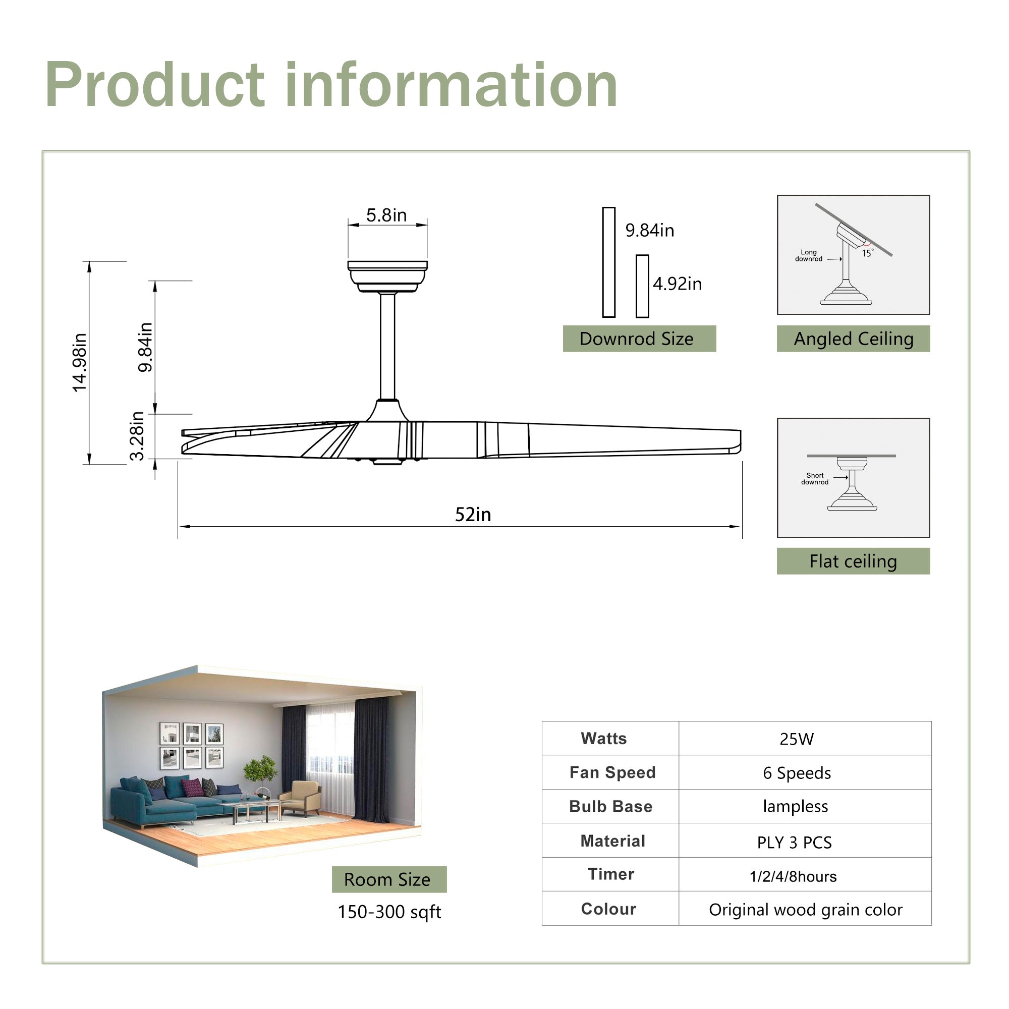 Metal Ceiling Fan - HomeVista Furniture's Llc