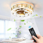Cage Ceiling Fan With Light Remote Control, Semi-recessed Modern Ceiling Fan, 6 Speed Reversible Blades, 4 LED Bulbs Included - HomeVista Furniture's Llc