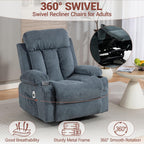 Manual Reclining Sofa Set, 3 Piece Recliner Living Room Furniture Sets with Side Pockets, Cup Holders for Home Theater, Office (Blue, Sofa+Loveseat+Chair)