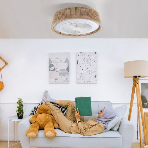 Bohemian Style LED Dimmable Ceiling Light With Built-in Fan - Remote Control - HomeVista Furniture's Llc