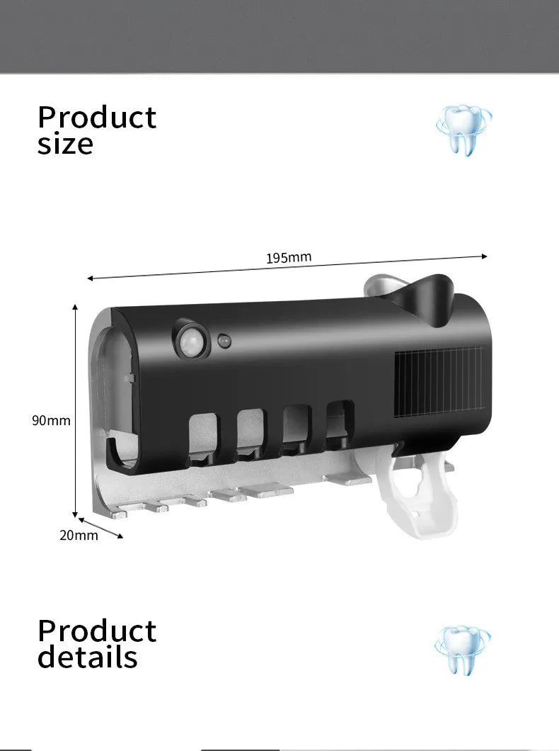 UV Toothbrush Sterilizer & Wall-Mounted Holder with UV Sanitizer - HomeVista Furniture's Llc