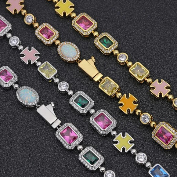 Gold-Plated Hip-Hop Gemstone Necklace - HomeVista Furniture's Llc