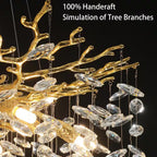 Modern Chandelier 118 In. 28-Light Crystal Gold Chandelier for Foyer, Living Room, Multiple Tiers Chandelier