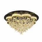 Dia 40“ Modern Chandelier for Living Room Crystal Chandeliers Black Flush Mount Ceiling Light Fixture for Dining Room Living Room Bedroom Hallway LED Dimmable 2700K 4500K 6000K