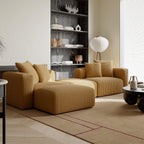 Corduroy Convertible Modular L Shaped Sectional Sofa, 4 Seater Free Combination Corner Couch, Convertible to Daybed, Wide Loveseat with Moveable Ottomans for Small Spaces, Sleeper Bed, Yellow
