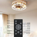 Cage Ceiling Fan With Light Remote Control, Semi-recessed Modern Ceiling Fan, 6 Speed Reversible Blades, 4 LED Bulbs Included - HomeVista Furniture's Llc