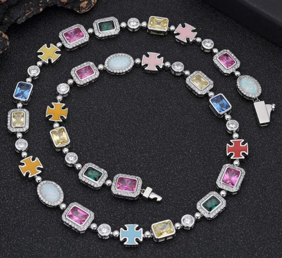 Gold-Plated Hip-Hop Gemstone Necklace - HomeVista Furniture's Llc