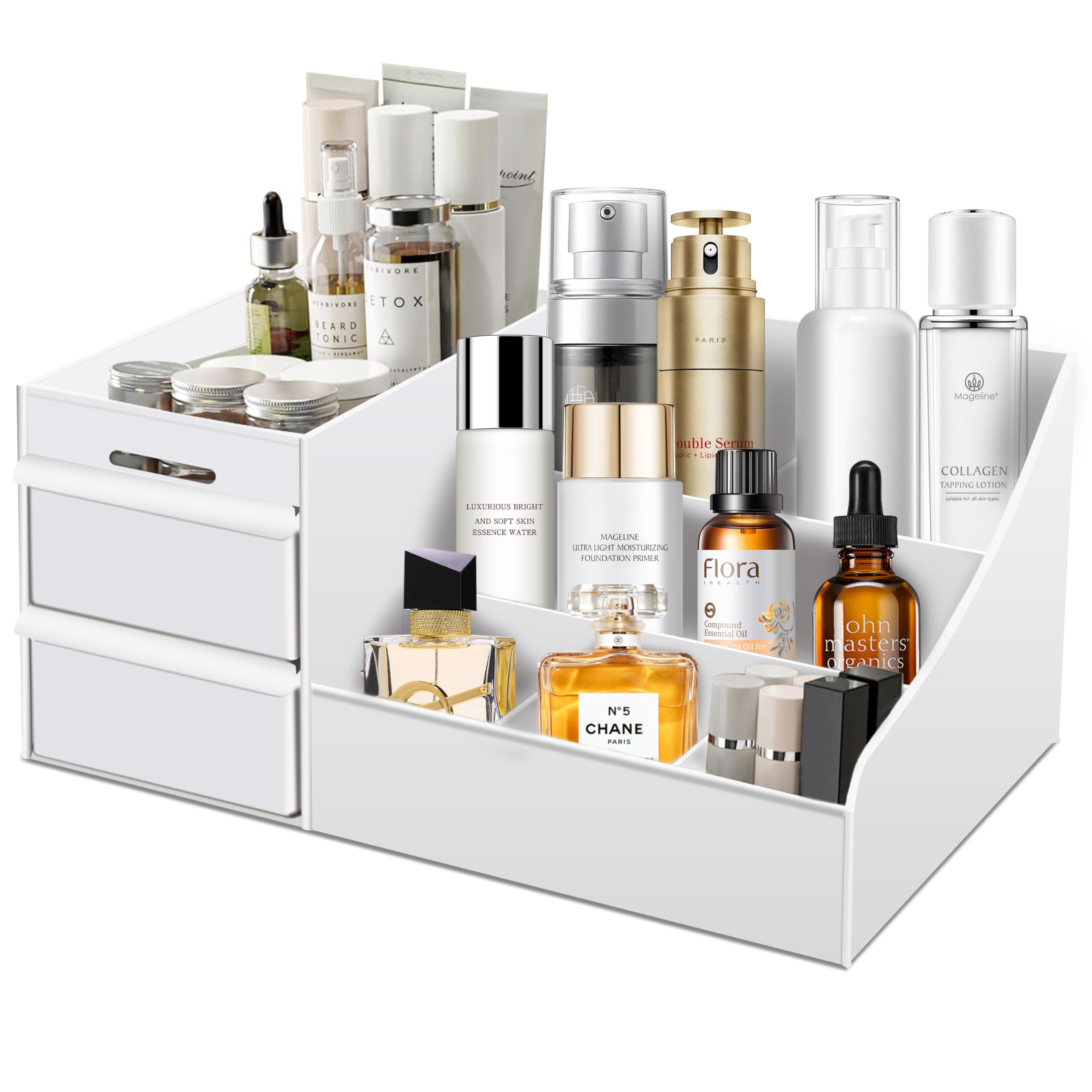 Large Makeup Organizer with Drawers - Multi-Functional Vanity and Countertop Storage for Cosmetics Skincare Perfume Nail Polish Brushes - Compact Desk and Bathroom Organizer for Women’s Gifts - HomeVista Furniture's Llc