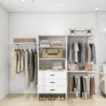 306 Closet Organizer System with Closet Shelves Wall Mounted, White Clothing Racks for Hanging Clothes, Clothes Organizer with Closet Drawers, Wooden Wardrobe Closet System with Hanging Rod - HomeVista Furniture's Llc
