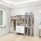 306 Closet Organizer System with Closet Shelves Wall Mounted, White Clothing Racks for Hanging Clothes, Clothes Organizer with Closet Drawers, Wooden Wardrobe Closet System with Hanging Rod - HomeVista Furniture's Llc