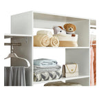 306 Closet Organizer System with Closet Shelves Wall Mounted, White Clothing Racks for Hanging Clothes, Clothes Organizer with Closet Drawers, Wooden Wardrobe Closet System with Hanging Rod - HomeVista Furniture's Llc