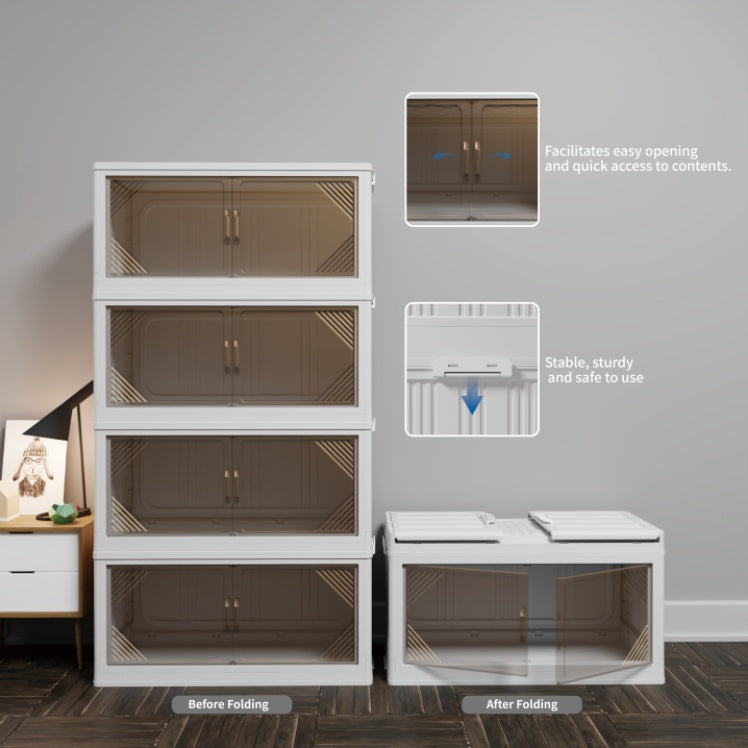 35.4 Inch Wide Clear Plastic Locker For Closet Organizer Storage, Folding Storage Box - HomeVista Furniture's Llc