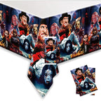 We1Fit 2 Packs Scary Halloween Tablecloth 43 x 71 Inches Bloody Zombie Scary Movie Theme Rectangle Halloween Table Covers Plastic Halloween Tablecloth for Halloween Party Decorations