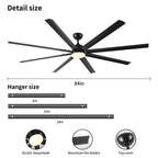 84-Inch Large Black Ceiling Fan with Remote Control – American Style, Aluminum Blades - HomeVista Furniture's Llc