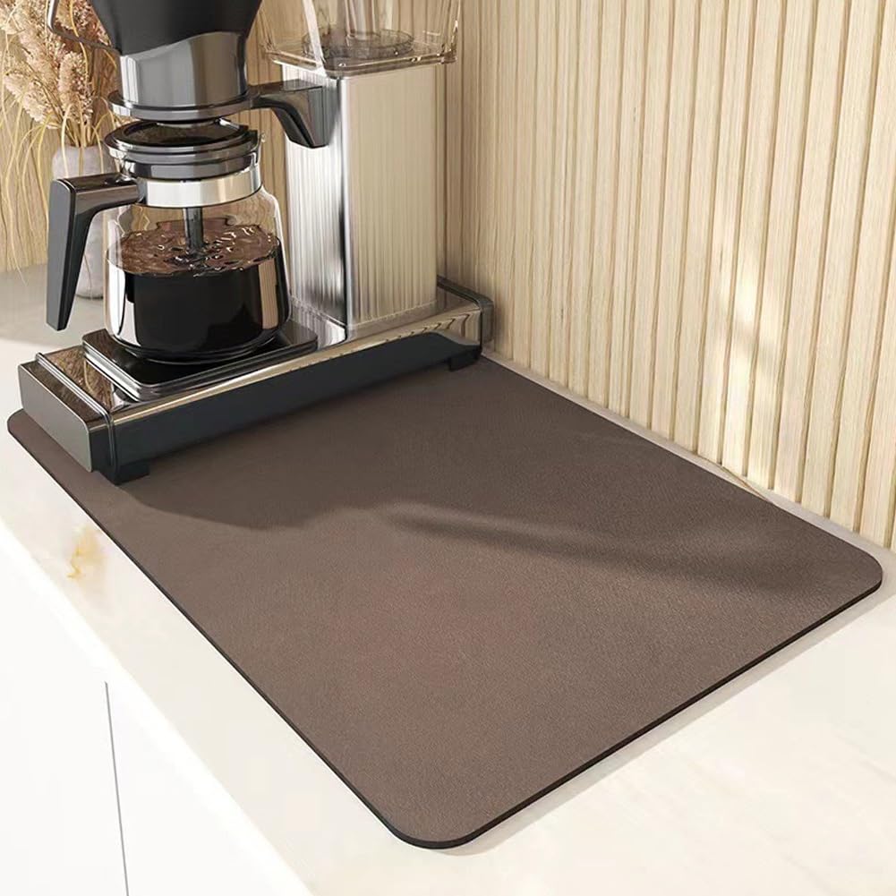Magic Dish Drying Mat Magic Mat Kitchen Modernized Magic Mat Kitchen Dish Drying Mat Easy to Clean Dish Rack Pad Hide Stain Anti Absorbent for Kitchen Counter Kitchen Gadgets(Brown19.7*23.6in) - HomeVista Furniture's Llc