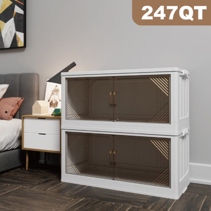 35.4 Inch Wide Clear Plastic Locker For Closet Organizer Storage, Folding Storage Box - HomeVista Furniture's Llc