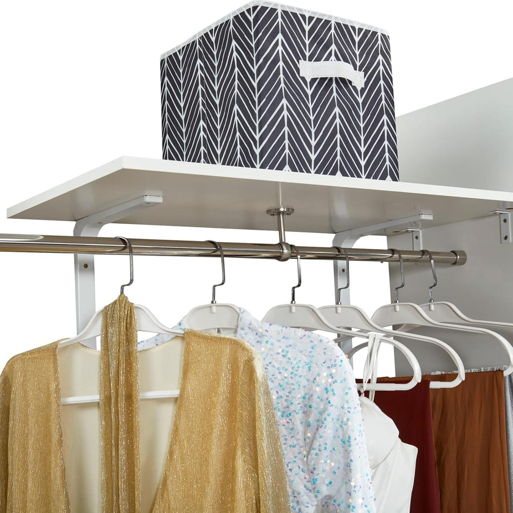 306 Closet Organizer System with Closet Shelves Wall Mounted, White Clothing Racks for Hanging Clothes, Clothes Organizer with Closet Drawers, Wooden Wardrobe Closet System with Hanging Rod - HomeVista Furniture's Llc