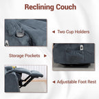 Manual Reclining Sofa Set, 3 Piece Recliner Living Room Furniture Sets with Side Pockets, Cup Holders for Home Theater, Office (Blue, Sofa+Loveseat+Chair)
