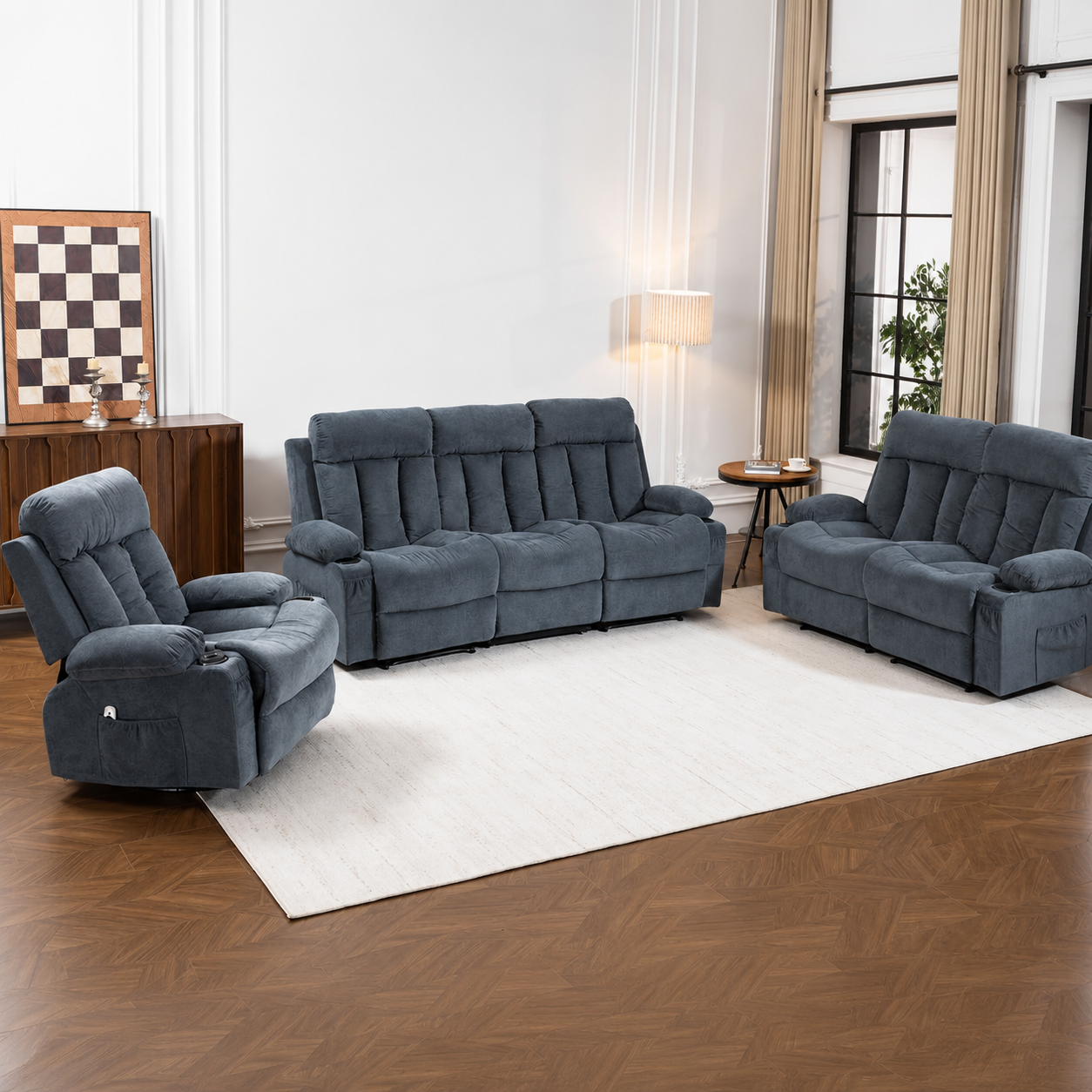3-Piece Reclining Sofa Set — Sofa, Loveseat & Chair