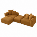 Corduroy Convertible Modular L Shaped Sectional Sofa, 4 Seater Free Combination Corner Couch, Convertible to Daybed, Wide Loveseat with Moveable Ottomans for Small Spaces, Sleeper Bed, Yellow