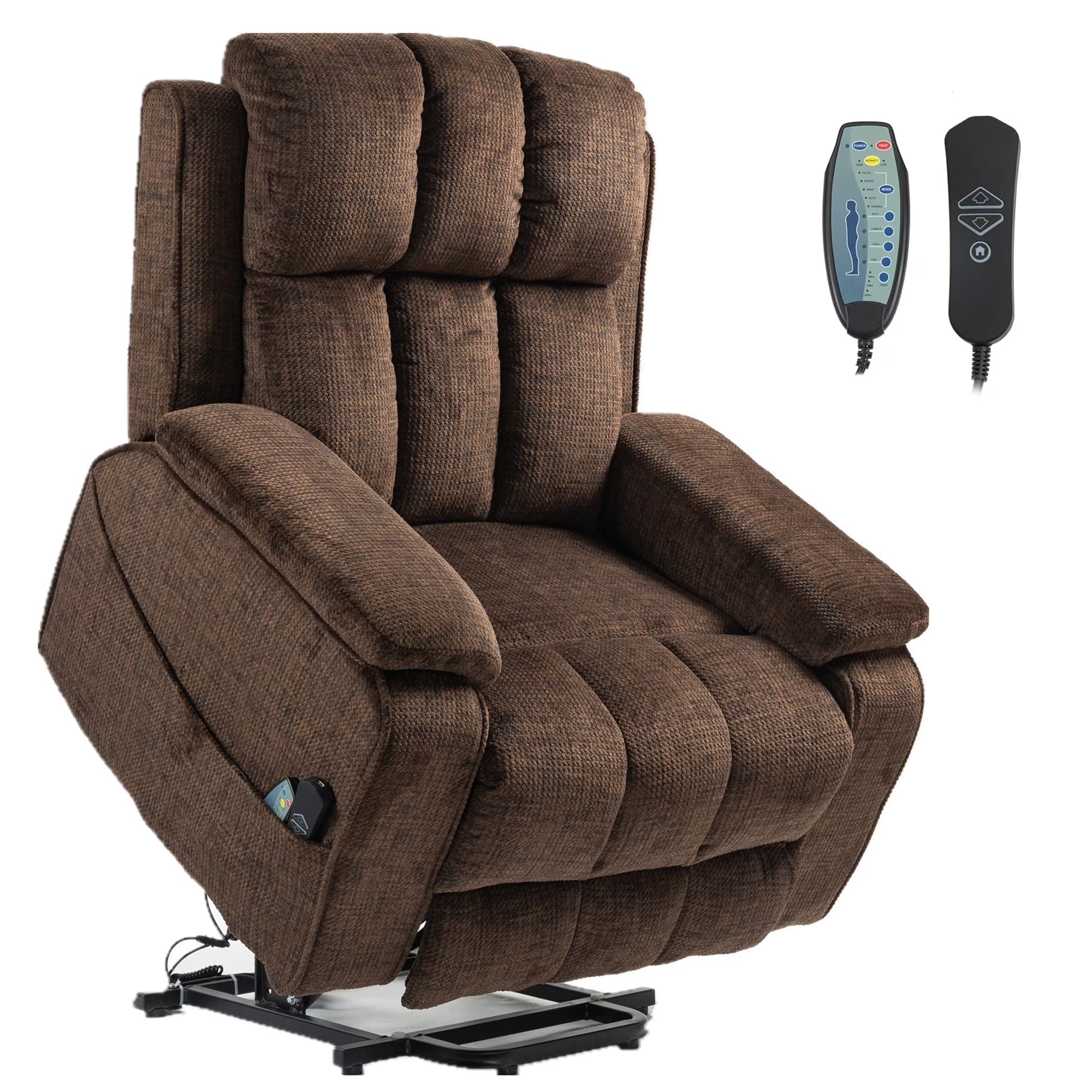 Oversized Lifting Recliners for Seniors, Extended Footrest, Big and Tall Recliners 400 Lbs Lay Flat Recliner with Heat & Massage Side Storage Cup Holder for Elderly Relaxing