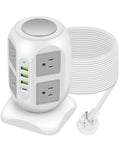 15 FT Long Flat Cord Power Strip with Surge Protection | 20W Fast USB C Power Strip Tower Surge Protector | 8 Outlets 4 USB Ports | Plug Extender Charging Station for Home Office Desk Accessories - HomeVista Furniture's Llc