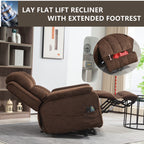 Oversized Lifting Recliners for Seniors, Extended Footrest, Big and Tall Recliners 400 Lbs Lay Flat Recliner with Heat & Massage Side Storage Cup Holder for Elderly Relaxing