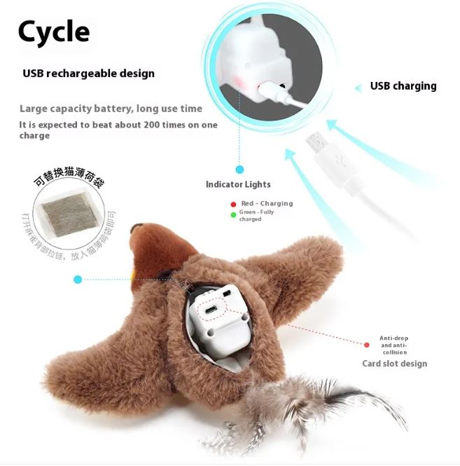 Flapping Bird Cat  Toy - HomeVista Furniture's Llc