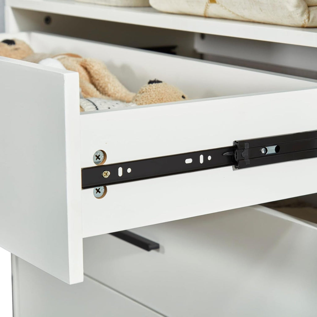 306 Closet Organizer System with Closet Shelves Wall Mounted, White Clothing Racks for Hanging Clothes, Clothes Organizer with Closet Drawers, Wooden Wardrobe Closet System with Hanging Rod - HomeVista Furniture's Llc