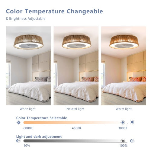 Bohemian Style LED Dimmable Ceiling Light With Built-in Fan - Remote Control - HomeVista Furniture's Llc