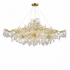 14-Lights Gold Luxury Crystal Linear Chandelier, Modern Tree Branch Chandelier for Dinning Room, Kitchen, Living Room