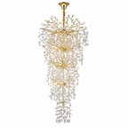 Modern Chandelier 118 In. 28-Light Crystal Gold Chandelier for Foyer, Living Room, Multiple Tiers Chandelier