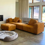 Corduroy Convertible Modular L Shaped Sectional Sofa, 4 Seater Free Combination Corner Couch, Convertible to Daybed, Wide Loveseat with Moveable Ottomans for Small Spaces, Sleeper Bed, Yellow